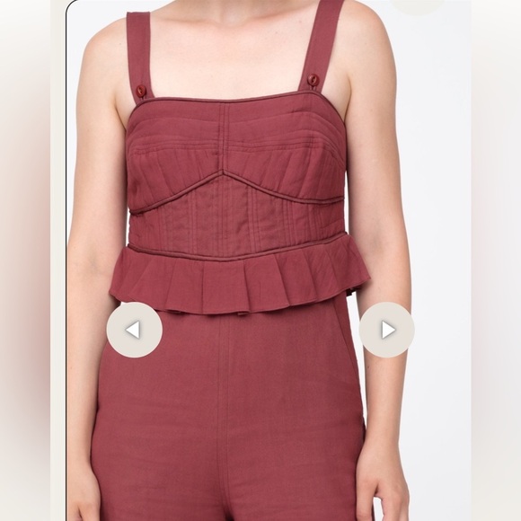 Sea New York O’Keefe Corset Ruffle Wide Leg Cropped Jumpsuit Burnt Orange 10 - Picture 13 of 13